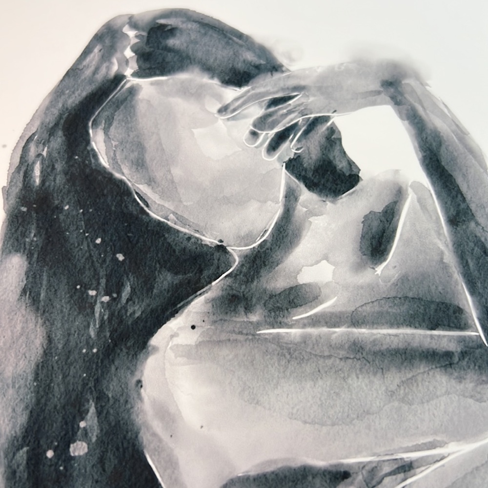 Abstract Nude Woman Watercolor Portrait  Print Poster Unframed - Picture 13 of 17